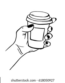 Coffee cup in a hand vector illustration