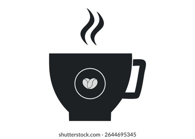  Coffee cup with heart icon: a hot espresso drink illustration