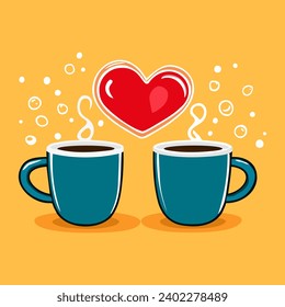 Coffee cup and heart icon. Love romantic and relationship theme. Vector illustration
