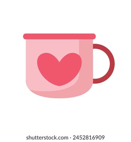 Coffee cup with heart icon on white background.