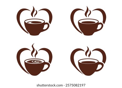 Coffee Cup Heart Logo Designs