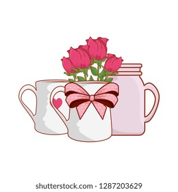 coffee cup with heart and rose