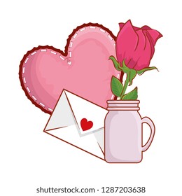 coffee cup with heart and rose
