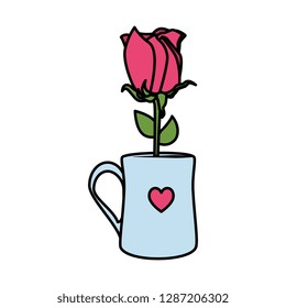 coffee cup with heart and rose