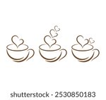 Coffee Cup With Heart Shape Logo Design, Vector Illustration