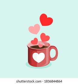 
Vector de forma cardíaca y taza de café