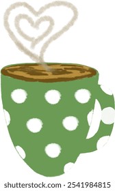 Coffee cup with a heart shaped cloud in the middle.