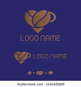 Coffee cup with heart shaped steam icon. Logo template. Vector illustration Coffee Love logo