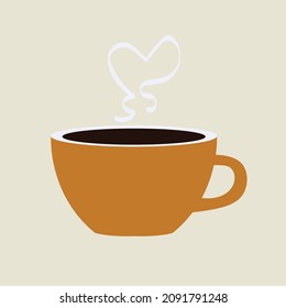Coffee Cup with Heart Steam,Tea Cup with Steam Aroma