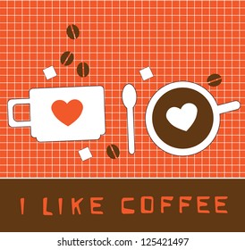 Coffee cup with heart. Vector Card