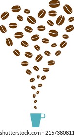 Coffee cup with heart, vector illustration
