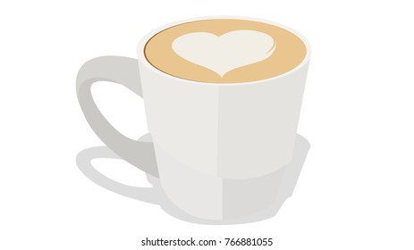 Coffee cup with heart vector illustration