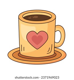 coffee cup with heart vector isolated