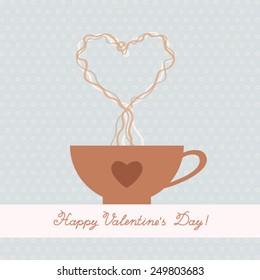 Coffee cup with heart and wish for seamless background