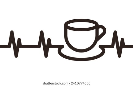 Coffee cup heartbeat isolated on white background