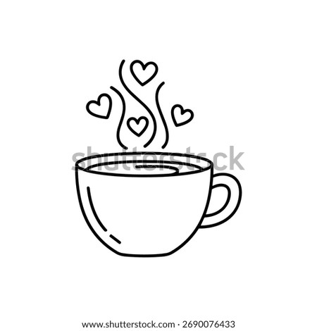 Coffee cup with hearts artwork design featuring a cozy and romantic coffee theme in a clean, minimal style — perfect for café branding, love illustrations, lifestyle visuals, and warm vector art.