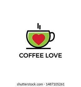 coffee cup with hearts. Love coffee icon flat vector on white background. For cafe and restaurant.