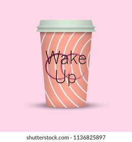 Coffee cup in hipster low poly style. with text
