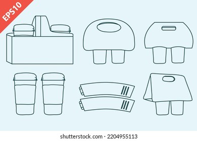 Coffee cup holder paper design logo icon vector flat modern isolated illustration