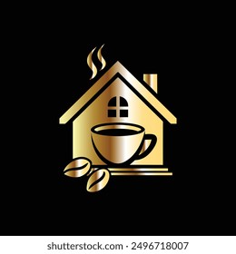 Coffee cup and home logo design. Coffee house symbol.