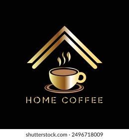 Coffee cup and home logo design. Coffee house symbol.