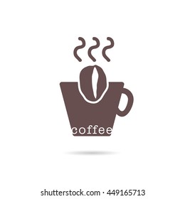 coffee cup hot with bean drink color illustration