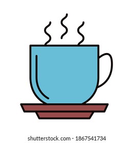 coffee cup hot beverage line and fill style icon vector illustration design