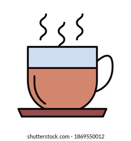 coffee in cup hot beverage line and fill style icon vector illustration design