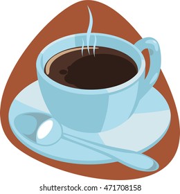 Coffee cup with hot black coffee. Isolated. On brown background.