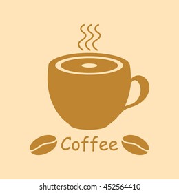 Coffee.
Cup of hot coffee.Vector icon.