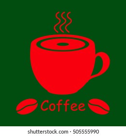 Coffee.Cup of hot coffee.Vector icon.