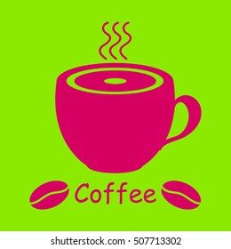 Coffee.Cup of hot coffee.Vector icon.