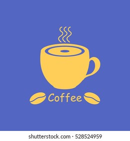 Coffee.Cup of hot coffee.Vector icon.