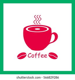 Coffee.Cup of hot coffee.Vector icon.