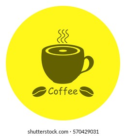 Coffee.Cup of hot coffee.Vector icon.