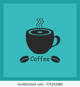 Coffee.Cup of hot coffee.Vector icon.