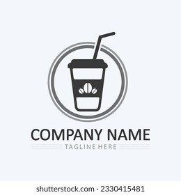 Coffee cup and hot drink Logo Template vector icon design