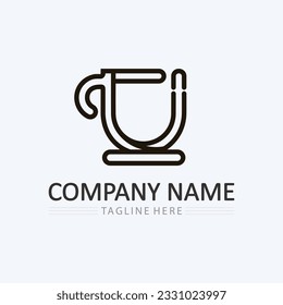 Café y bebida caliente Logo Plantilla diseño de icono vectorial