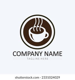 Coffee cup and hot drink Logo Template vector icon design
