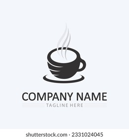 Café y bebida caliente Logo Plantilla diseño de icono vectorial