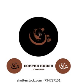 Coffee cup, hot drink logo design template for coffee house, restaurant menu, banner 