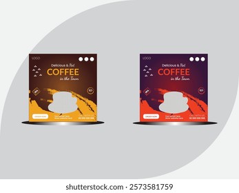 Coffee in cup. Hot drink in plastic cup. Coffee or tea. Cappuccino, mochaccino and latte. Tasty beverage. Social media sticker. Flat vector illustration isolated on white background