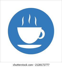 Coffee, cup, hot, drink, tea icon. Rounded blue vector graphics.