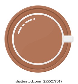 Coffee Cup Hot Drink Top View Vector. Coffee Break. Refreshment.