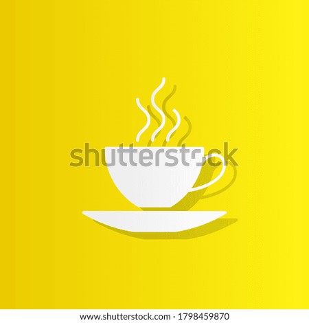 coffee cup, cup with hot drink white icon with shadow