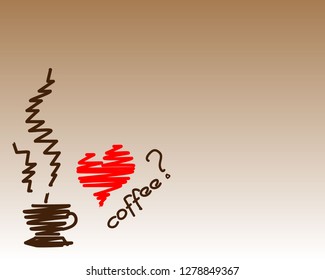 coffee, cup, hot, heart, smoke