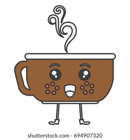 coffee cup hot kawaii character
