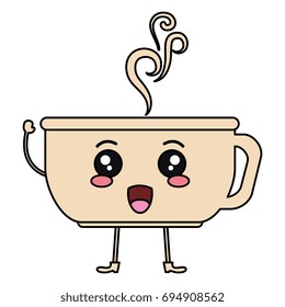 coffee cup hot kawaii character