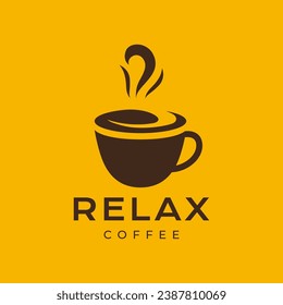 coffee cup hot steam taste delicious simple logo design vector icon illustration