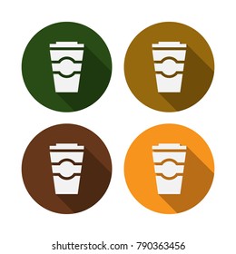 Coffee Cup Iced flat icons. Illustration. Isolate on white background.